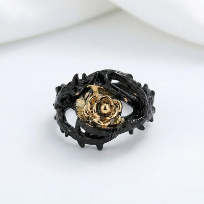 Black Gold Rose Thorns Ring Details