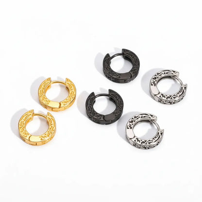 Black Gold and Silver Celtic Knot Huggie Hoop Earrings