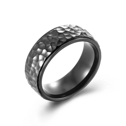 Black Hammered Band Ring Details