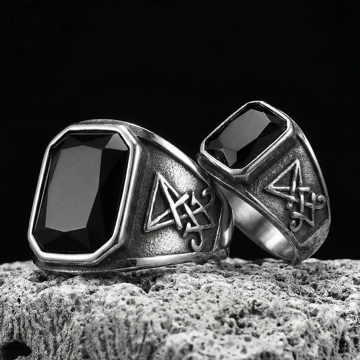 Black Onyx Lucifer Ring Large and Small