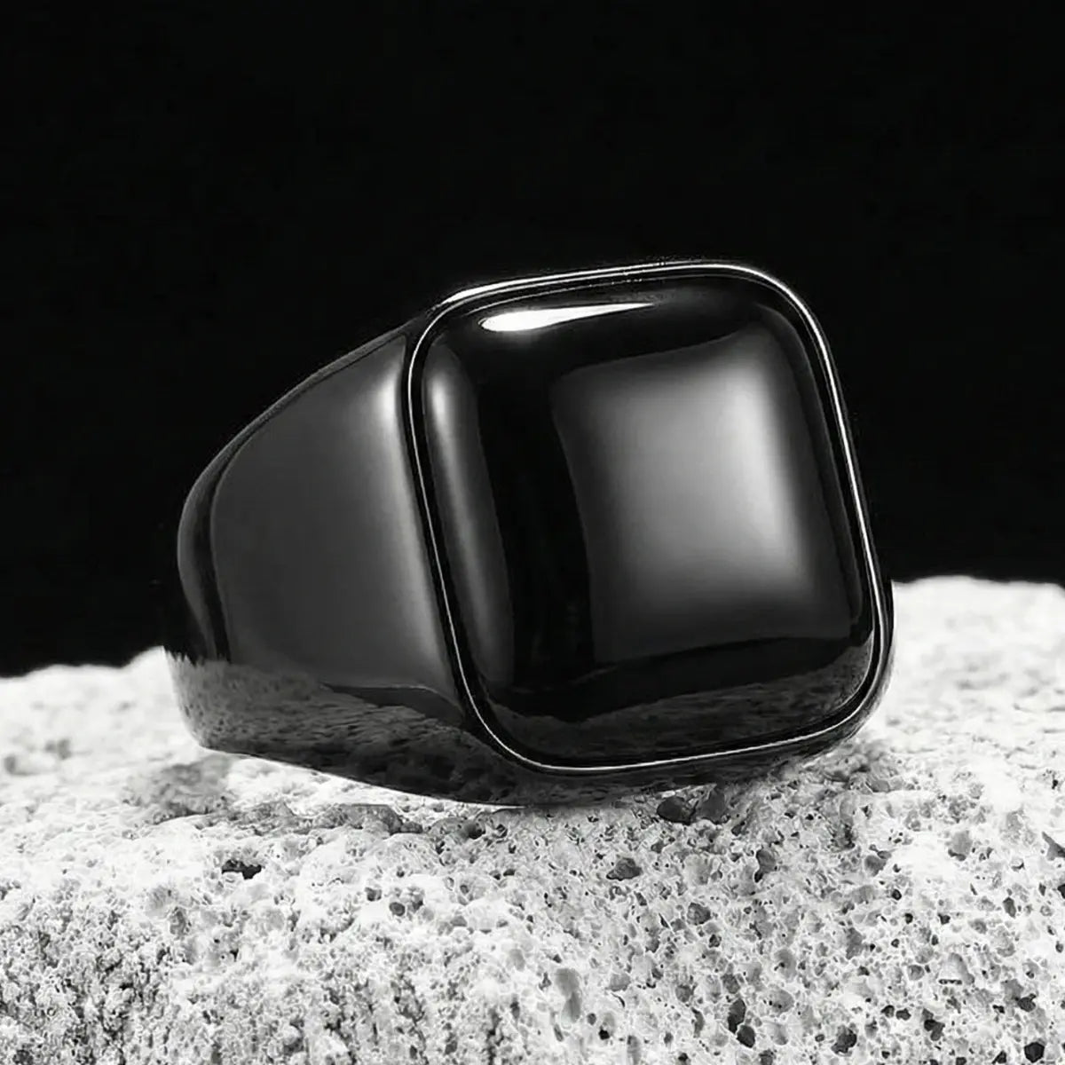 Black Onyx Square Signet Ring