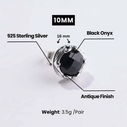 Black Onyx Stud Earrings 10mm Dimensions and Weight