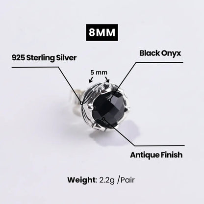 Black Onyx Stud Earrings 8mm Dimensions and Weight