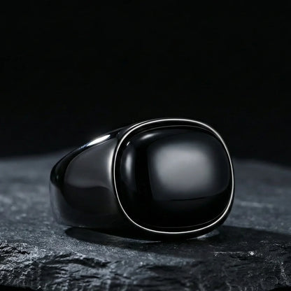 Black Ring with Black Stone