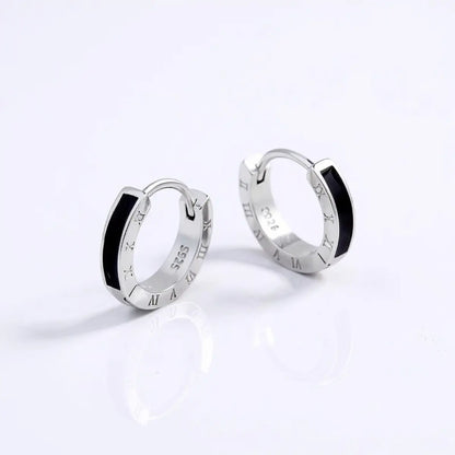 Black Roman Numeral Stud Earrings Front View