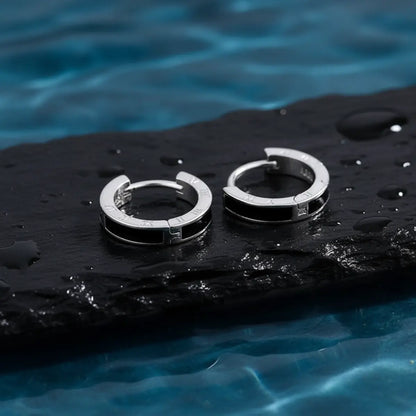 Black Roman Numeral Stud Earrings Top View