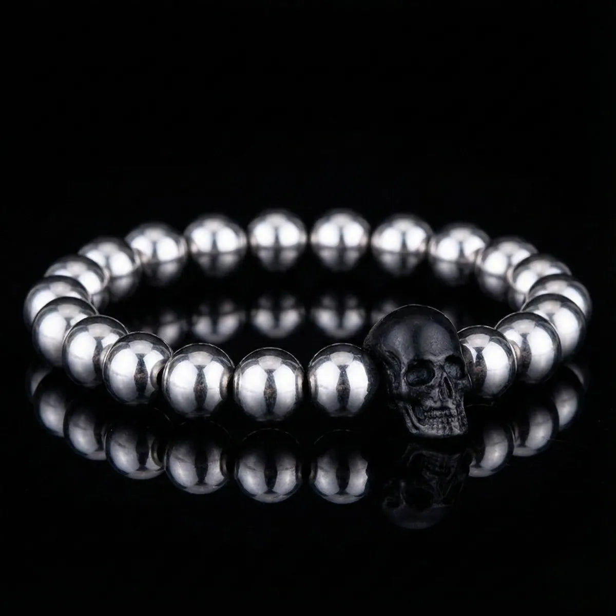 Black Skull Bead Bracelet