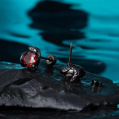 Black Snake Red CZ Barbell Stud Back