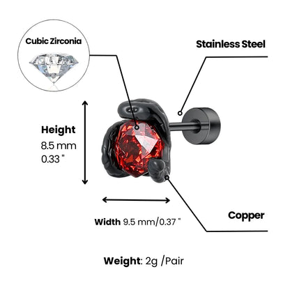 Black Snake Red CZ Barbell Stud Dimensions and Weight