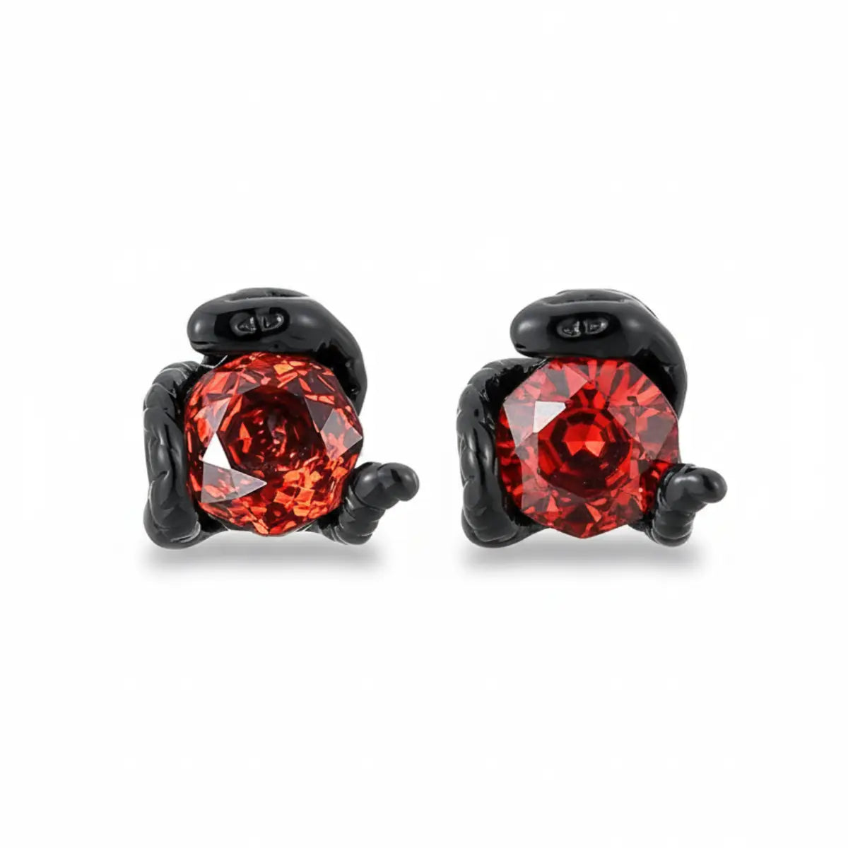 Black Snake Red CZ Barbell Stud Front