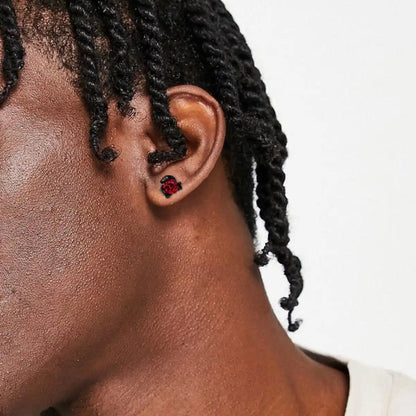 Black Snake Red CZ Barbell Stud Worn by Male Model