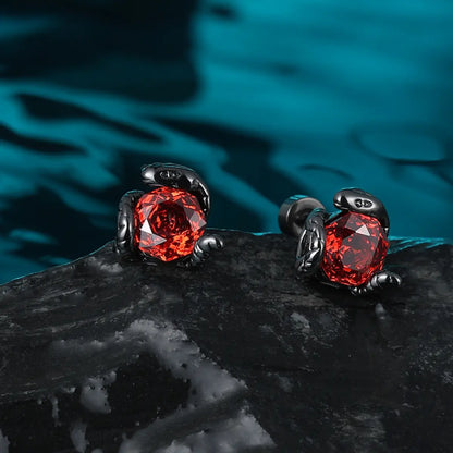 Black Snake Red CZ Barbell Stud