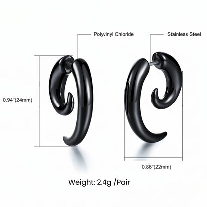 Black Spiral Horn Earrings Product Dimensions and Weight Details Diagram
