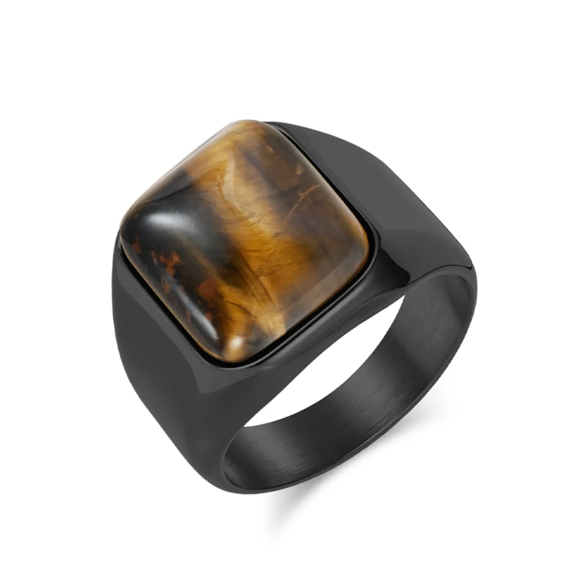 Black Square Tiger Eye Ring Details