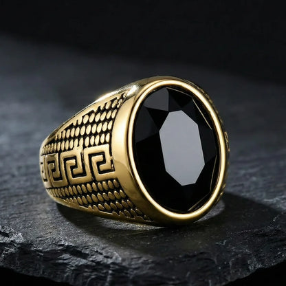 Black Stone Ring Gold