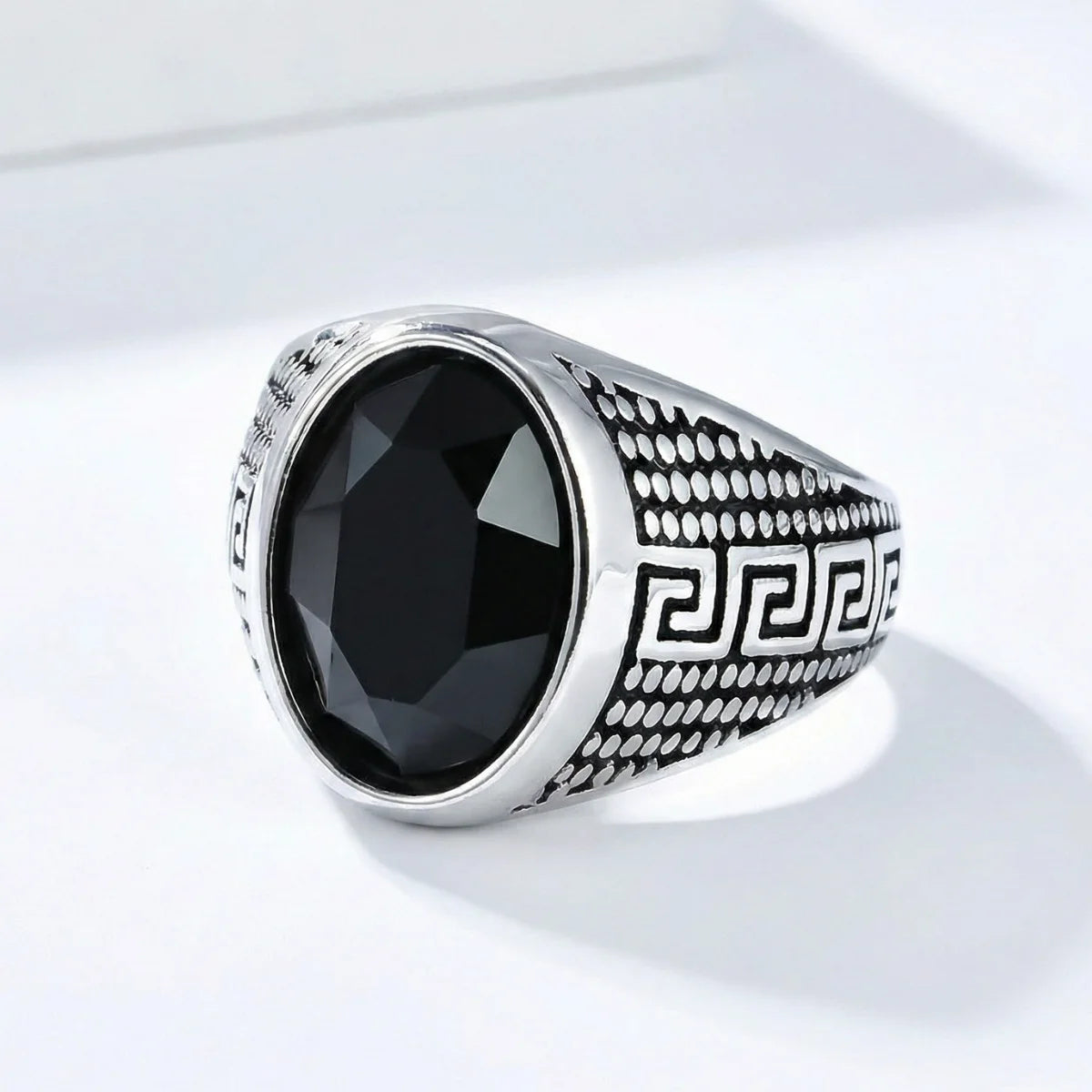 Black Stone Ring Silver Details