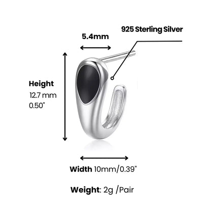 Black Teardrop Stud Earrings Dimensions and Weight