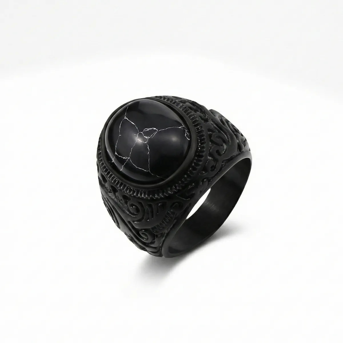Black Turquoise Stainless Steel Ring Details