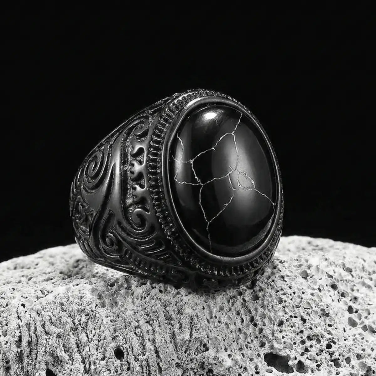 Black Turquoise Stainless Steel Ring