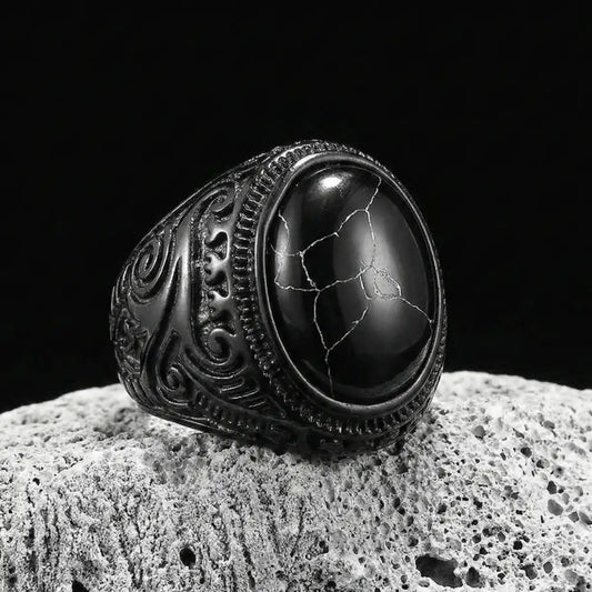 Black Turquoise Stainless Steel Ring