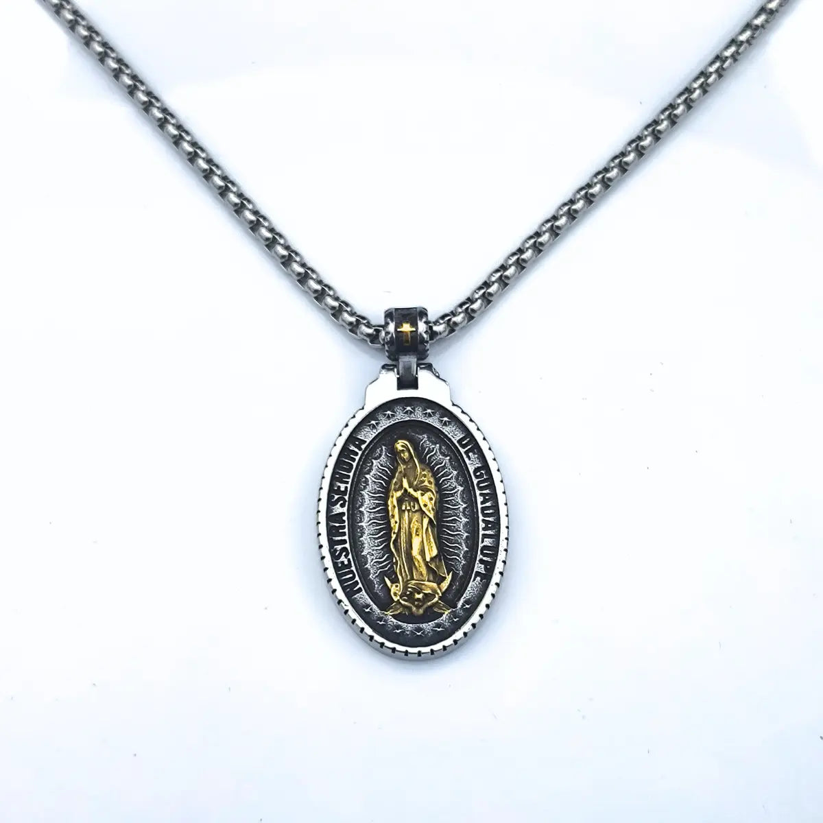 Blessed Mother Mary Necklace Front Details