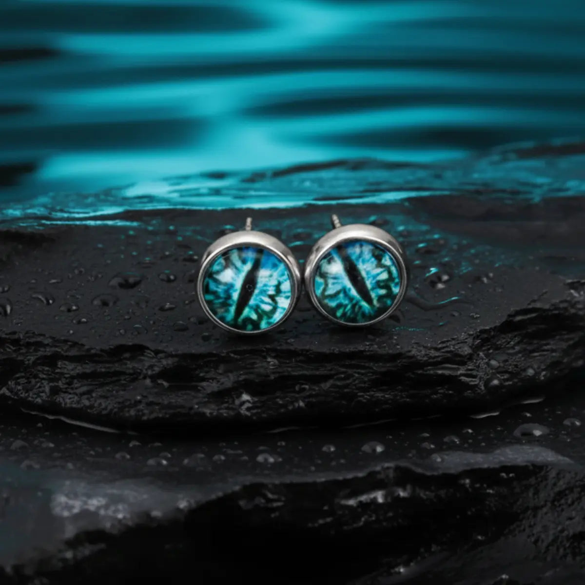Blue Eyeball Stud Earrings