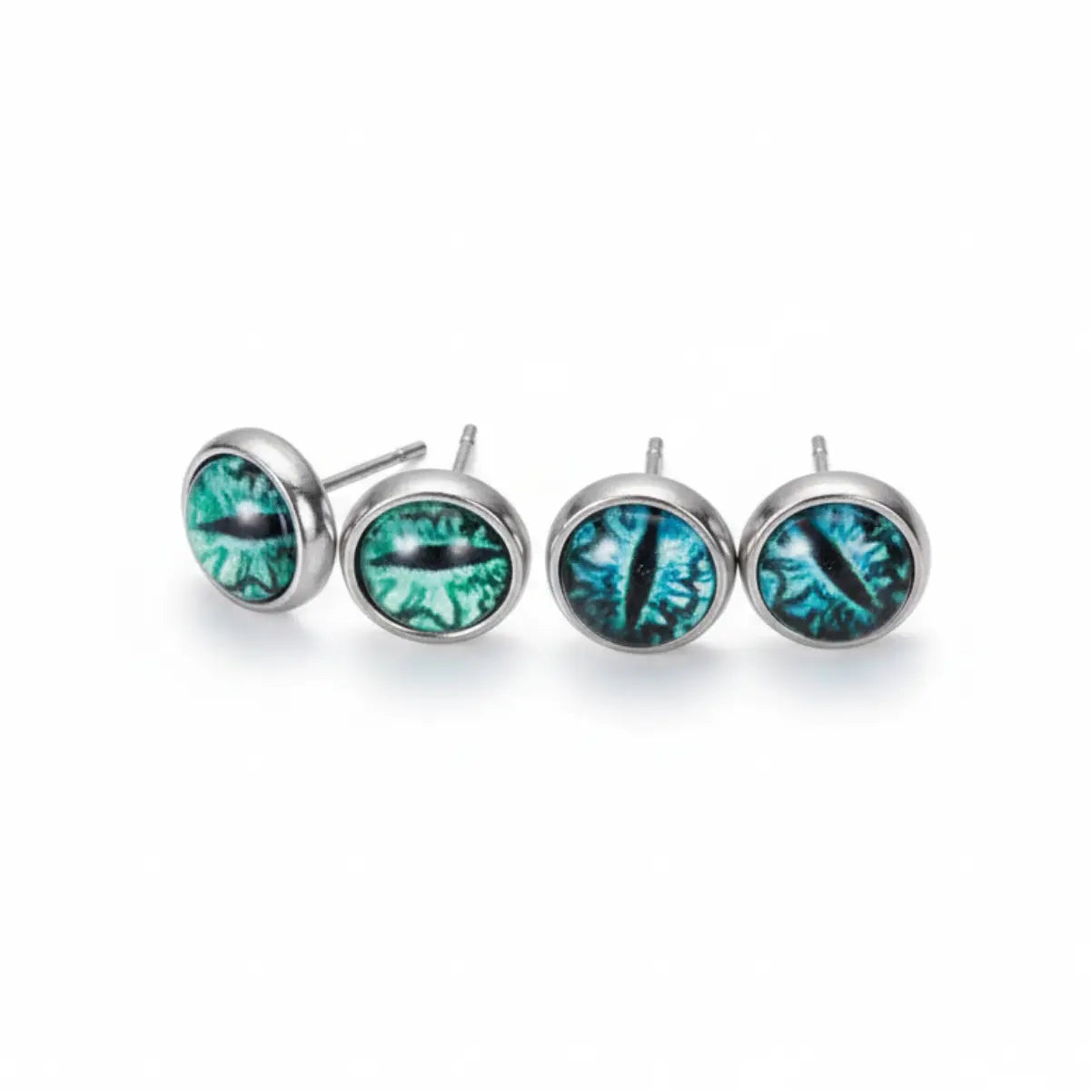 Blue and Green Eyeball Stud Earrings