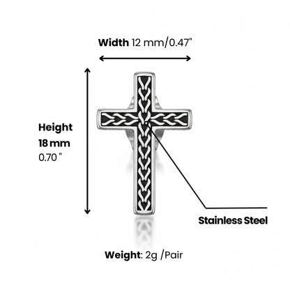 Braided Cross Stud Earrings Dimensions and Weight