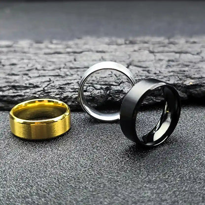 Brushed Gold Silver and Black Ring Side Details