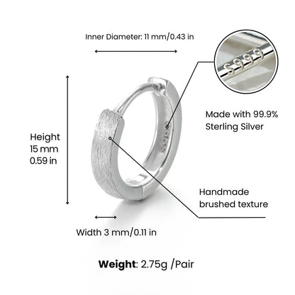 Brushed Silver Hoop Earrings Dimensions and Weight