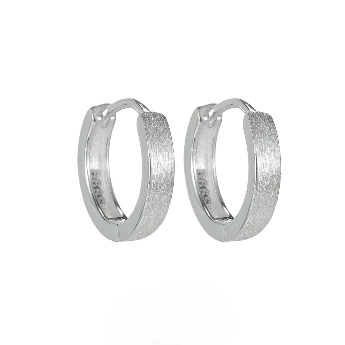 Brushed Silver Hoop Earrings