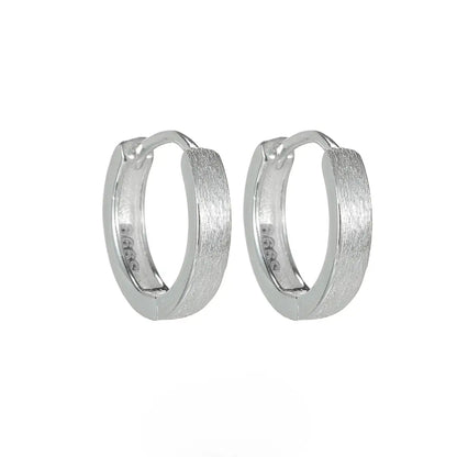 Brushed Silver Hoop Earrings