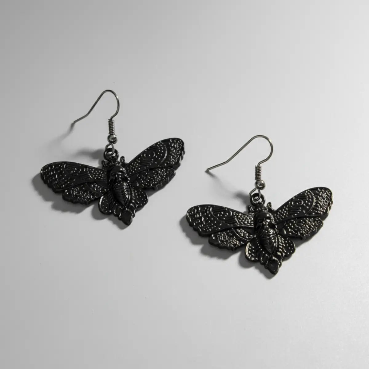 Butterfly Skull Dangle Earrings Black Details
