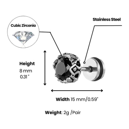 CZ Diamond Barbell Earrings Stainless Steel Dimensions and Weight