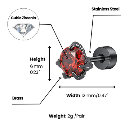 CZ Diamond Claw Stud Earrings Stainless Steel Dimensions and Weight