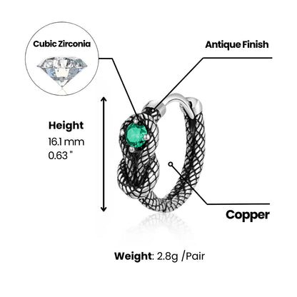 CZ Snake Skin Hoop Earrings Dimensions and Weight