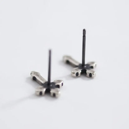 Catholic Budded Cross Stud Earrings Back