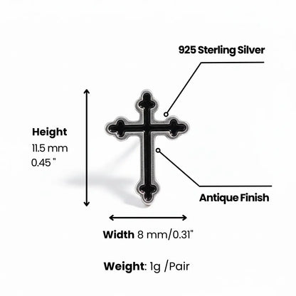Catholic Budded Cross Stud Earrings Dimensions and Weight