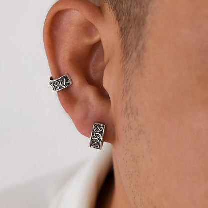 Celtic Knot Ear Cuff Earrings Worn by Male Model Close Up