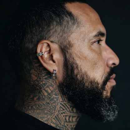 Celtic Knot Ear Cuff Earrings Worn by Male Model Side