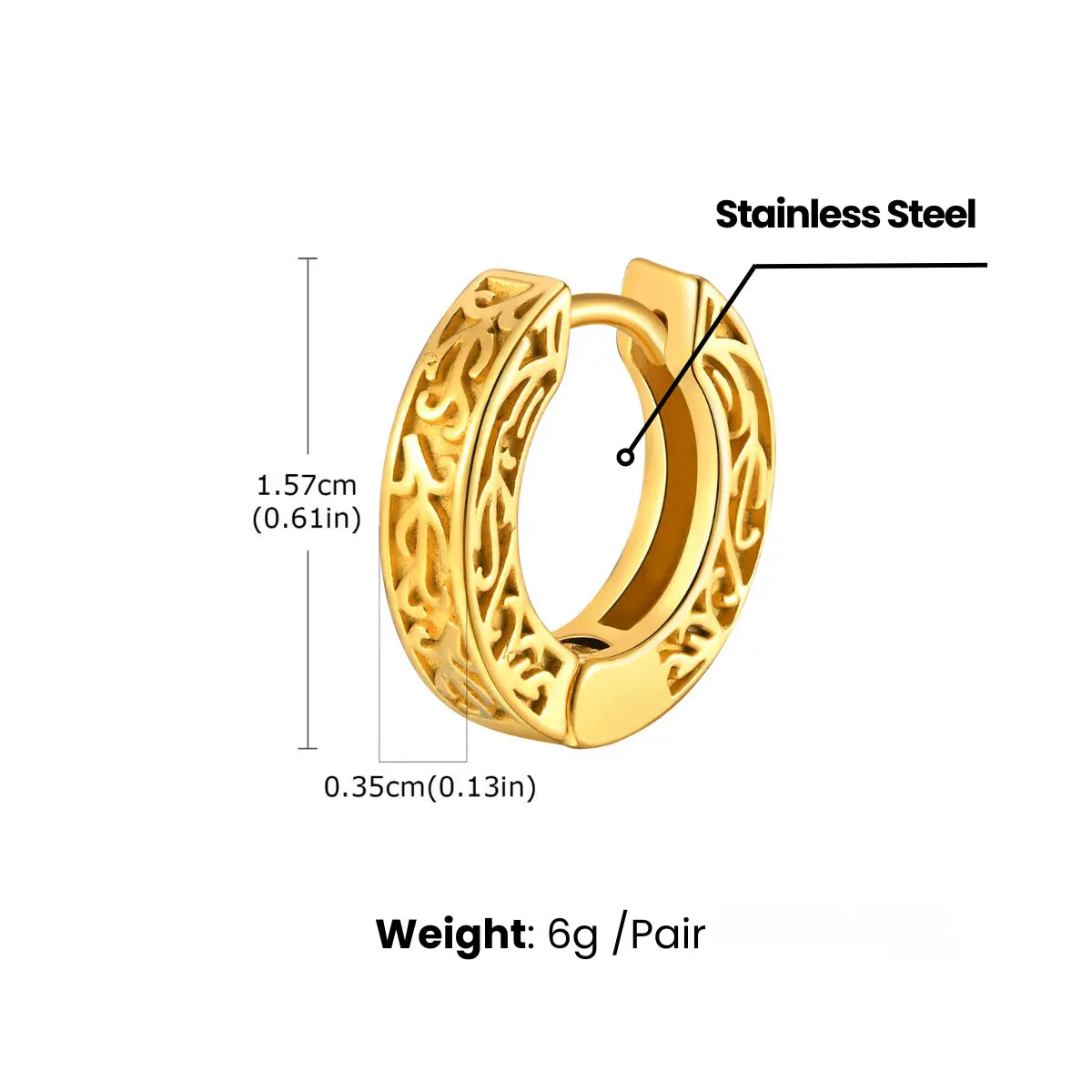 Celtic Knot Huggie Hoop Earrings Dimensions and Weight