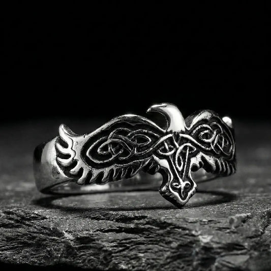 Celtic Knot Raven Ring