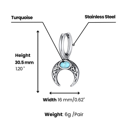 Celtic Knot Turquoise Crescent Hoop Earrings Dimensions and Weight