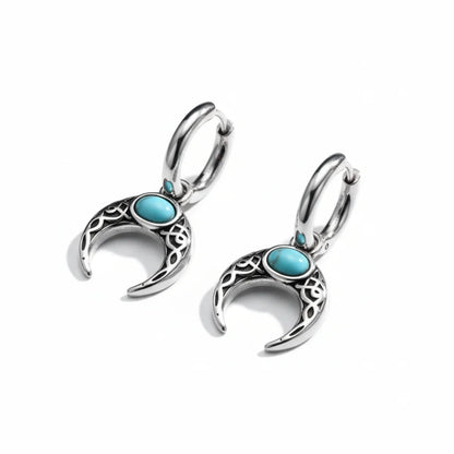 Celtic Knot Turquoise Crescent Hoop Earrings Front