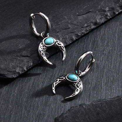 Celtic Knot Turquoise Crescent Hoop Earrings Side