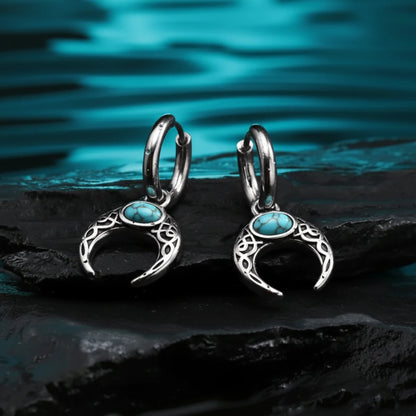 Celtic Knot Turquoise Crescent Hoop Earrings