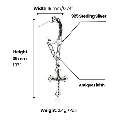 Chain Cross Dangle Earrings Dimensions and Weight