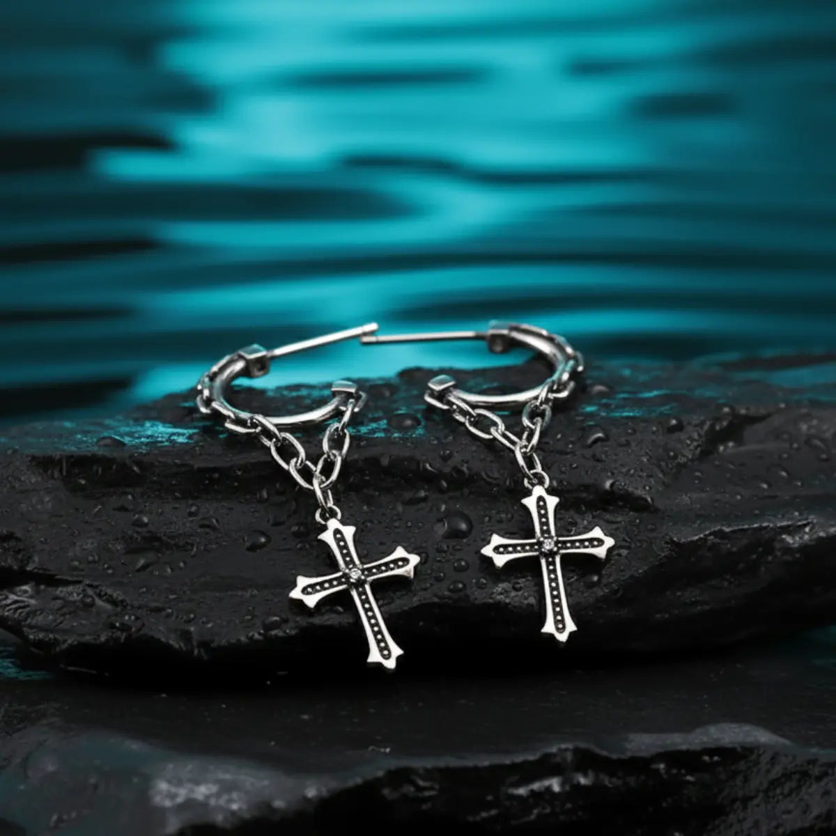 Chain Cross Dangle Earrings