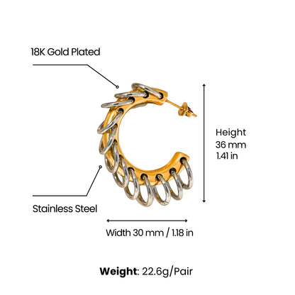Chain Link C Hoop Earrings Dimensions and Weight