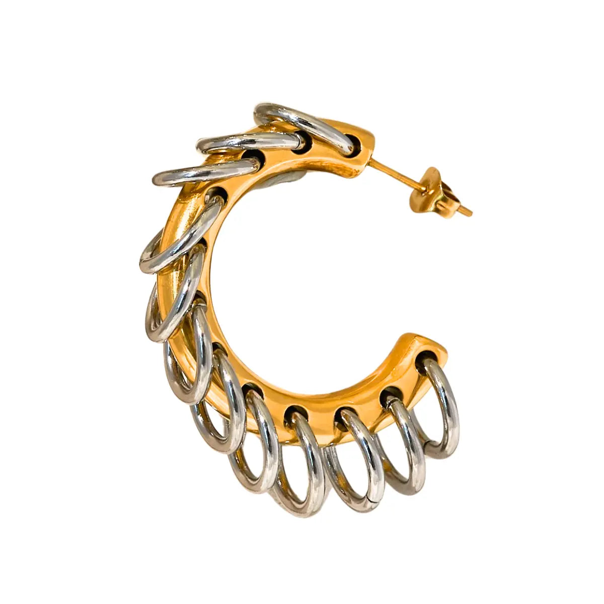 Chain Link C Hoop Earrings Gold